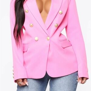 Pink double-breasted blazer